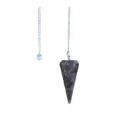 Unakite 6-sided faceted pendulum on a 9-inch chain for dowsing