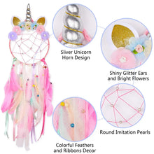 Unicorn boho wall decor dream catcher hanging accessory for bedroom decoration, nursery design, and playful wall styling.