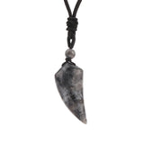 Trendy Natural Stone Wolf Tooth Pendant necklace for unique style expression, boho layering, and regular fashion wear.