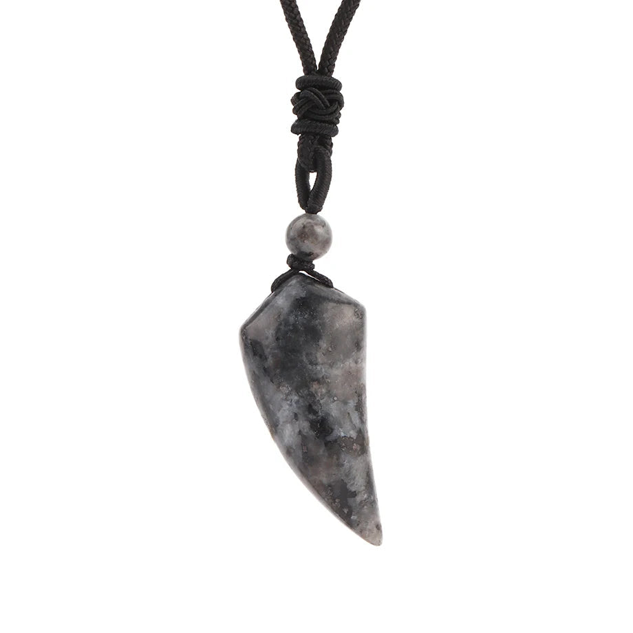 Trendy Natural Stone Wolf Tooth Pendant necklace for unique style expression, boho layering, and regular fashion wear.