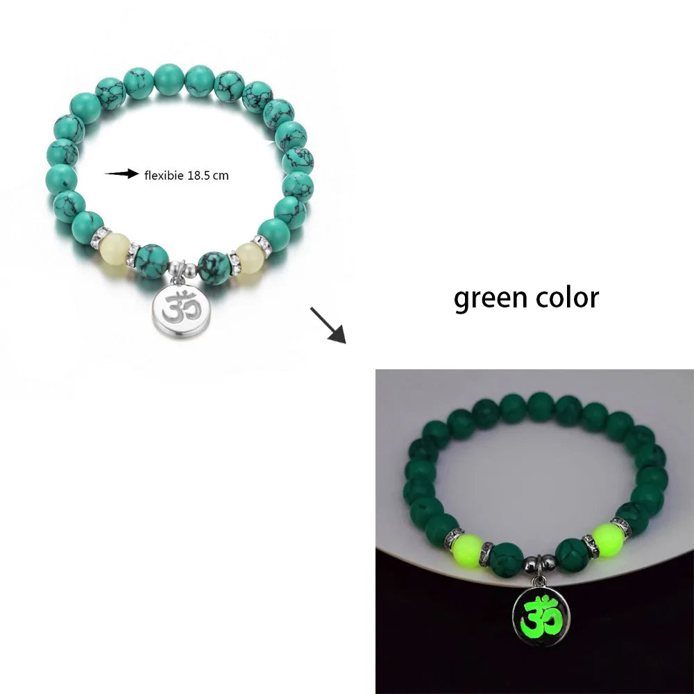 Luminous Natural Stone Lotus Bracelet unisex bead bracelet for meditation, yoga routines, and calming everyday use.