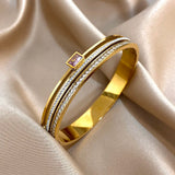 Slavena Luxe unisex stainless steel cuff bracelet for minimalist fashion, stacking, and versatile outfit accessorizing.