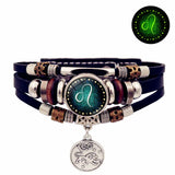 Starry Sky Zodiac Leather Bracelet cuff-style leather bracelet for celestial accessorizing, casual outfits, and daily use.