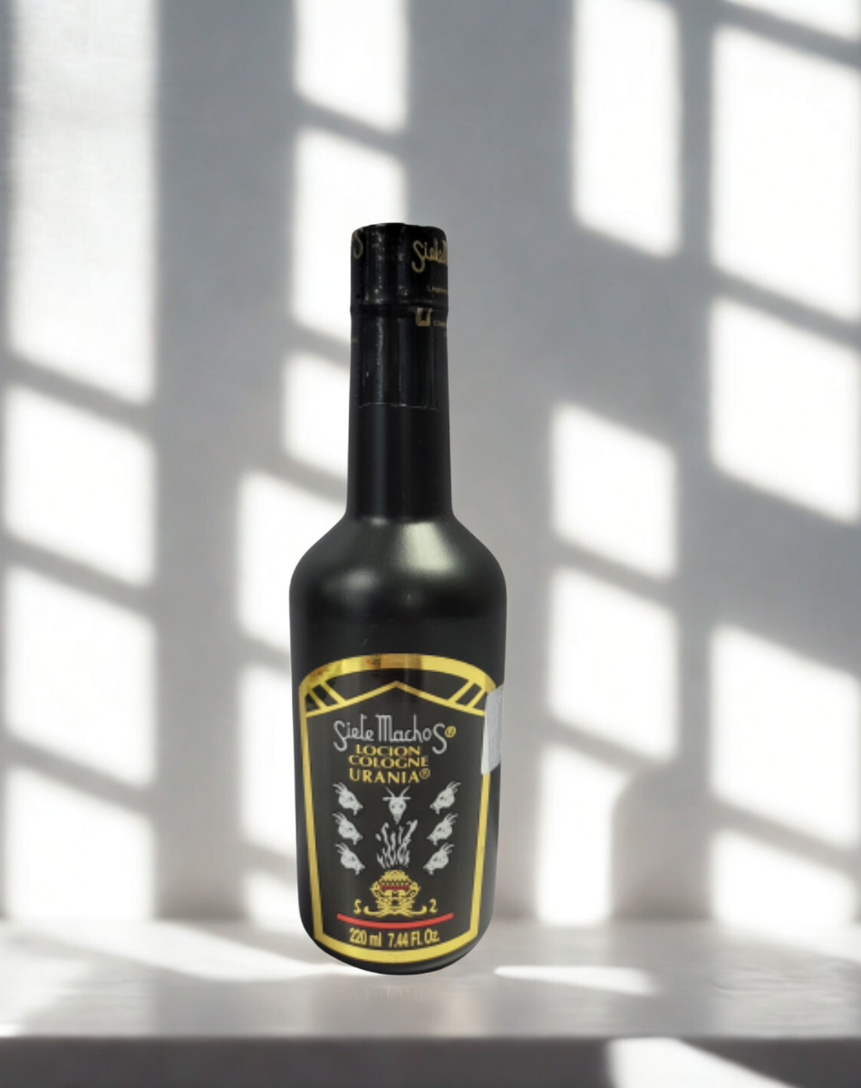Urania Siete Machos Cologne 110ml bottle for personal fragrance, spiritual cleansing, and daily refreshing use.