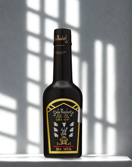 Urania Siete Machos Cologne 210ml bottle for prayer, blessing rituals, and spiritual cleansing practice.