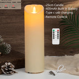USB-C charging LED pillar candle for reusable ambient lighting, home decorating, and cozy evening use.
