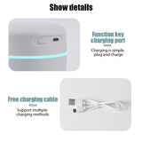 USB powered air humidifier and diffuser for moisturizing indoor air and dispersing essential oil fragrance.