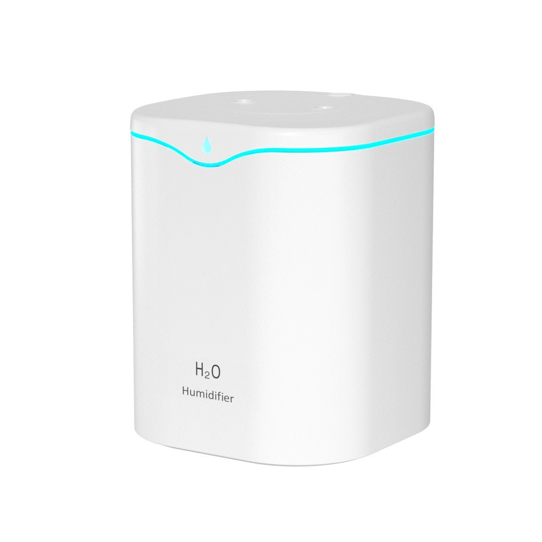 USB powered double spray air humidifier with 2000ML water tank for long-lasting mist output in bedrooms, workspaces, and home use.