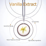 Vanilla essential oil bottle for soap making, candle making, and DIY home fragrance projects.