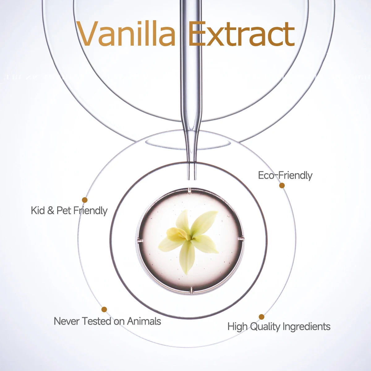 Vanilla essential oil bottle for soap making, candle making, and DIY home fragrance projects.