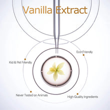 Vanilla essential oil bottle for soap making, candle making, and DIY home fragrance projects.