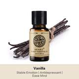 AKARZ vanilla essential oil bottle for fragrant diffuser blends, aromatherapy, and freshening indoor spaces.