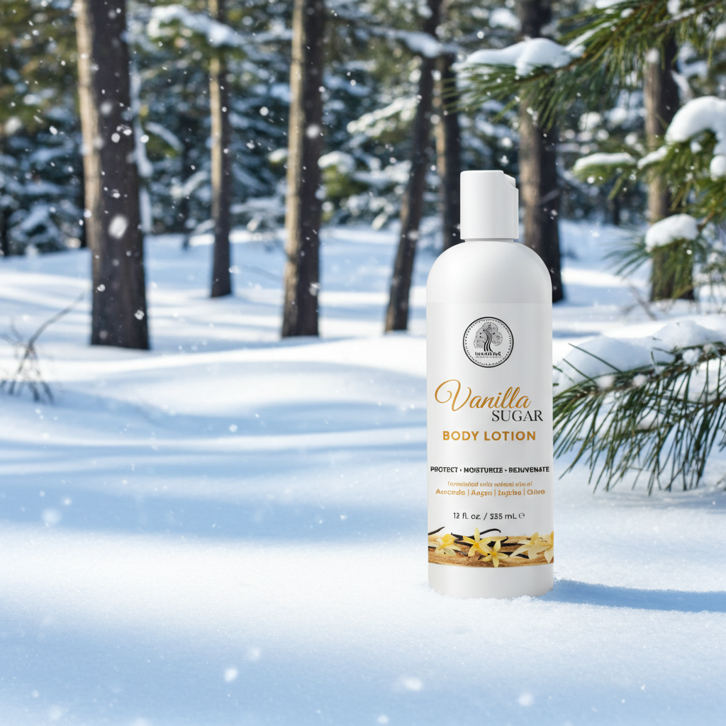 Madina Vanilla Sugar Nourishing Body Lotion bottle for body moisturizing, skin nourishment, and regular personal care use.