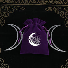 Velvet bag for tarot and divination tools for storing decks, crystals, and small reading accessories together.