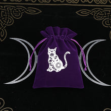 Velvet card bag for tarot reading supplies for holding decks and small tools used in divination and meditation practice.