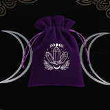 Velvet divination deck storage bag for protecting tarot and oracle cards during storage, gifting, and ritual preparation.