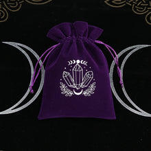 Velvet divination deck storage bag for protecting tarot and oracle cards during storage, gifting, and ritual preparation.