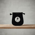 Velvet pouch with Aquarius zodiac symbol embroidery for storing crystals, tarot cards, and small ritual items