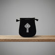 Velvet pouch with Celtic Cross embroidery for storing crystals, tarot cards, and small ritual items