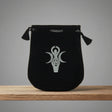 Velvet pouch with Goddess symbol embroidery for storing crystals, tarot cards, and small ritual items