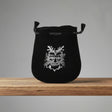 Velvet pouch with Green Man symbol embroidery for storing crystals, tarot cards, and small ritual items