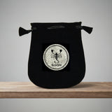 Velvet pouch with Scorpio zodiac symbol embroidery for storing crystals, tarot cards, and small ritual items