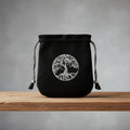 Velvet pouch with Tree of Life symbol embroidery for storing crystals, tarot cards, and small ritual items