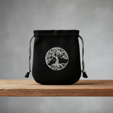 Velvet pouch with Tree of Life symbol embroidery for storing crystals, tarot cards, and small ritual items