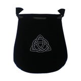 Velvet pouch with Triquetra symbol embroidery for storing crystals, tarot cards, and small ritual items