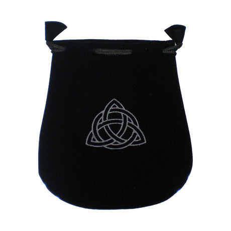 Velvet pouch with Triquetra symbol embroidery for storing crystals, tarot cards, and small ritual items