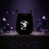 Velvet pouch with Witch design embroidery for storing crystals, tarot cards, and small ritual items