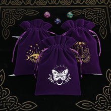 Velvet tarot storage drawstring bag for organizing tarot cards, oracle decks, and spiritual tools.