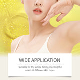 Viareline Collagen Nourishing Body Wash Gel 100ml showing wide application areas with woman on yellow gradient background.