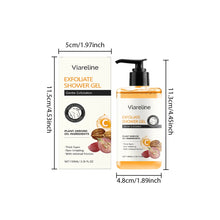 Viareline Exfoliating & Moisturizing Body Shower Gel 100ml bottle with product dimensions on white background.
