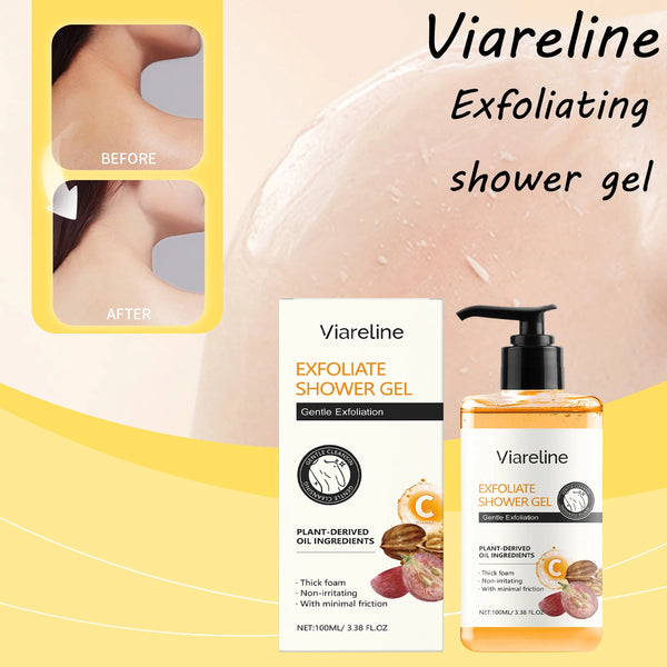 Viareline Exfoliating & Moisturizing Body Shower Gel 100ml main product shot with packaging.
