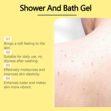 Close-up of skin showing Viareline Floral Scent Body Wash Gel 100ml hydrating and smoothing effects on yellow background.