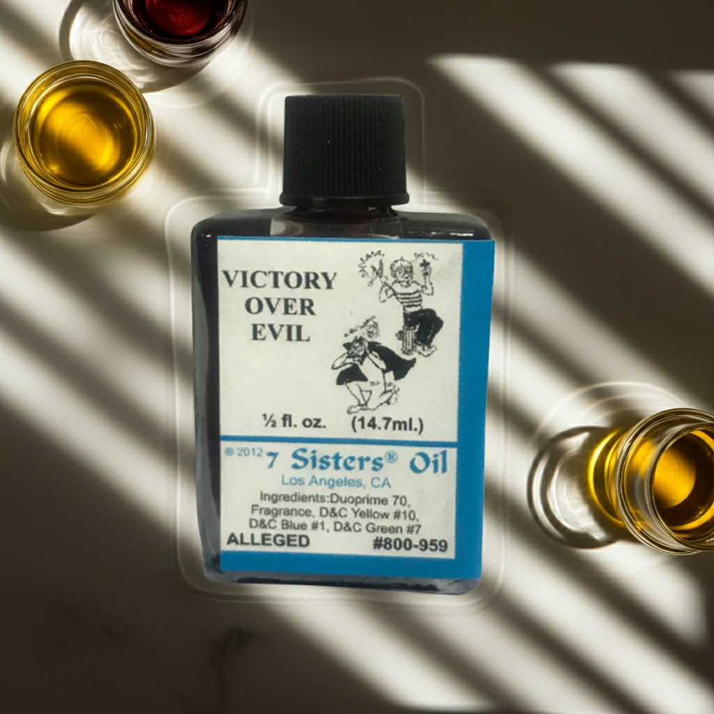 Victory Over Evil Wish Oil protection oil bottle for spiritual defense, cleansing, and daily ritual practice.