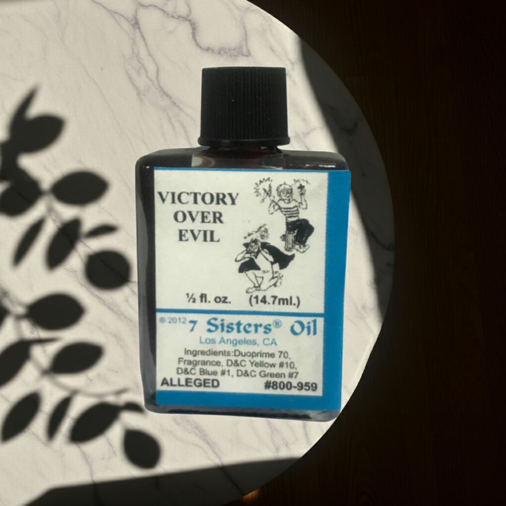 Victory Over Evil Wish Oil ritual oil bottle for prayer, spellwork, and overcoming negative energy.