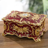 Vintage alloy jewelry storage box for organizing necklaces, bracelets, and small precious items.