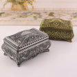 Vintage European metal jewelry box for storing rings, earrings, necklaces, and keepsake accessories.