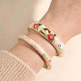 FTCY vintage flower cloisonne bangles jewelry bracelets for elegant wrist styling, festive dressing, and daily accessory use.