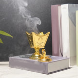 Vintage Gold Arabian metal incense burner holder for charcoal incense, resin burning, and ceremonial use.