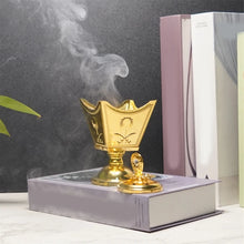 Vintage Gold Arabian metal incense burner holder for charcoal incense, resin burning, and ceremonial use.