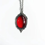 Vintage gothic Red & Black Quartz cameo pendant piece for statement jewelry styling, romantic fashion, and collector display.