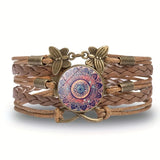 Vintage Mandala Flower Leather Wrap Bracelet leather wrist bracelet for boho-inspired fashion, seasonal styling, and daily accessory wear.
