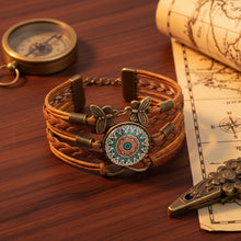Vintage Mandala Flower Leather Wrap Bracelet leather wrap bracelet for boho fashion styling, casual wear, and everyday accessory use.