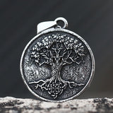 Vintage symbolic Tree of Life steel pendant necklace for meaningful styling, spiritual use, and everyday outfit pairing.