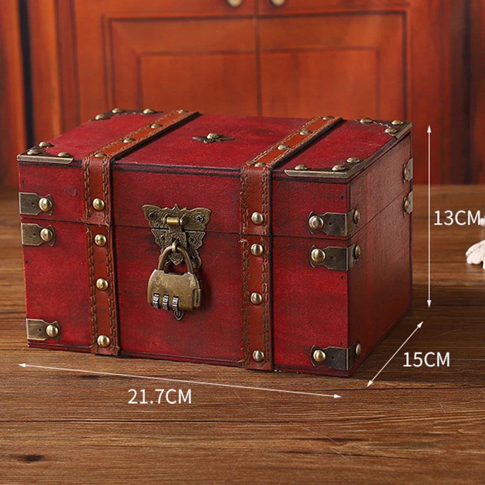 Vintage wooden storage box with key lock for protecting jewelry, letters, and personal items at home or work.