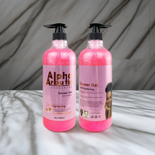 Vitamin C AHA Body Lotion & Shower Gel bottle for bright skin cleansing, body smoothing care, and everyday shower use.
