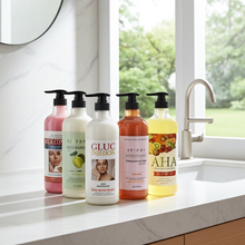 Vitamin C AHA Body Lotion & Shower Gel bottle for daily radiance support, body cleansing, and moisturizing skin care.